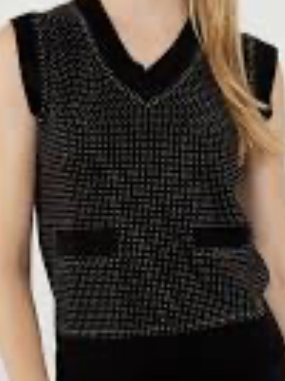 Frank Lyman Design Eme Sparkle.Black Knit Vest.  Large